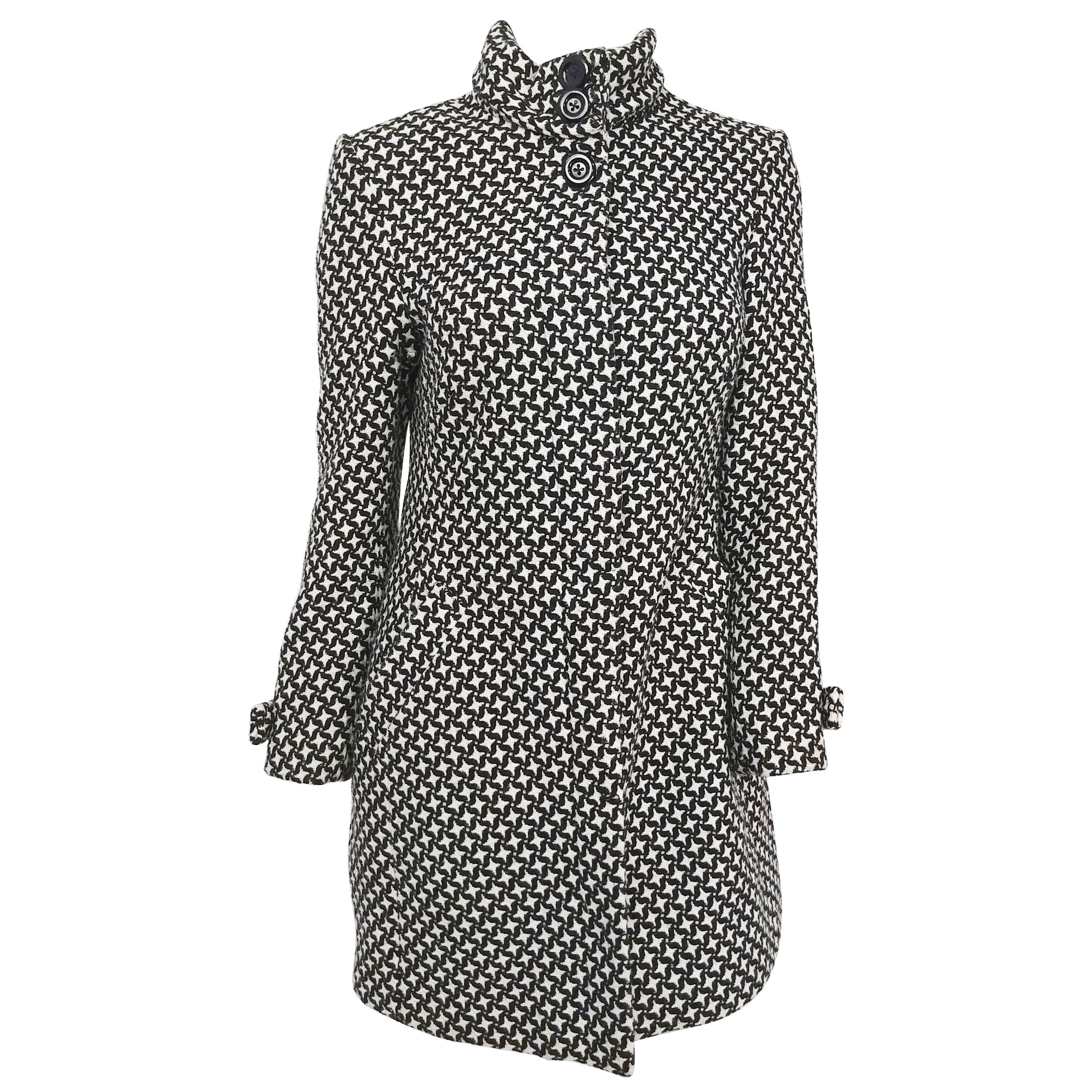 Black and White Houndstooth Mod Coat, 1960s 