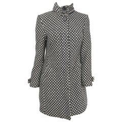 Vintage Black and White Houndstooth Mod Coat, 1960s 