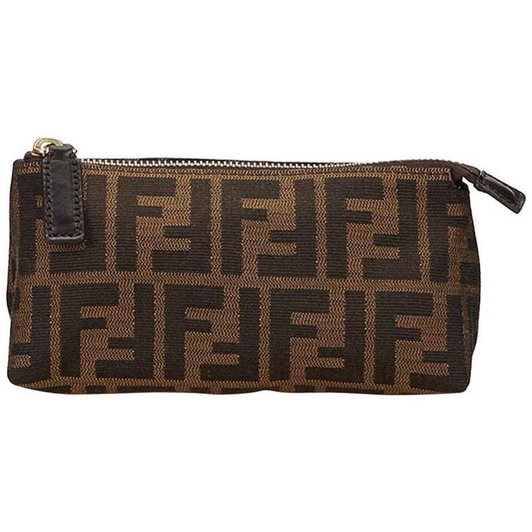 Brown Fendi Zucca Jacquard Pouch at 1stdibs