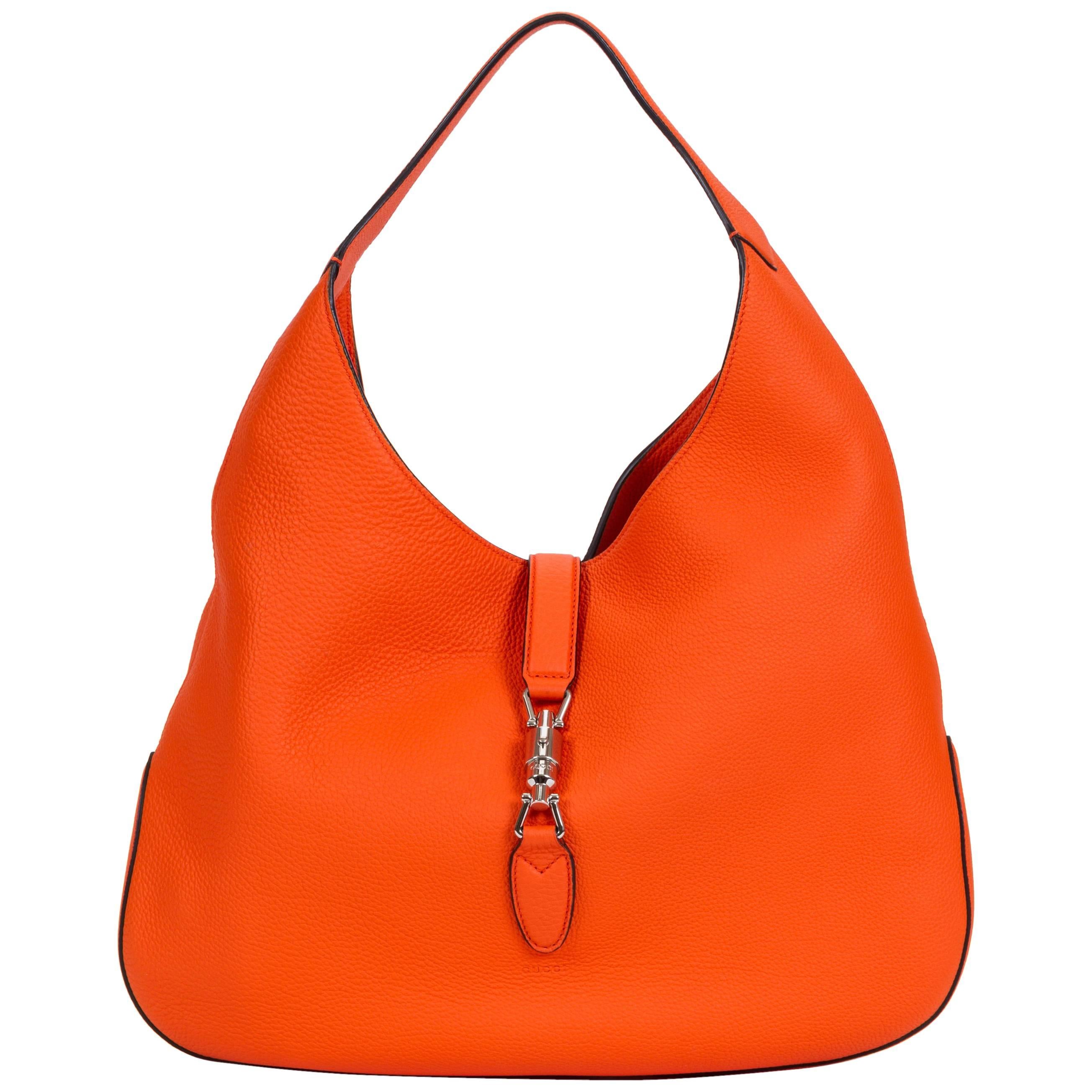 New Gucci Jackie Vibrant Orange Hobo Bag