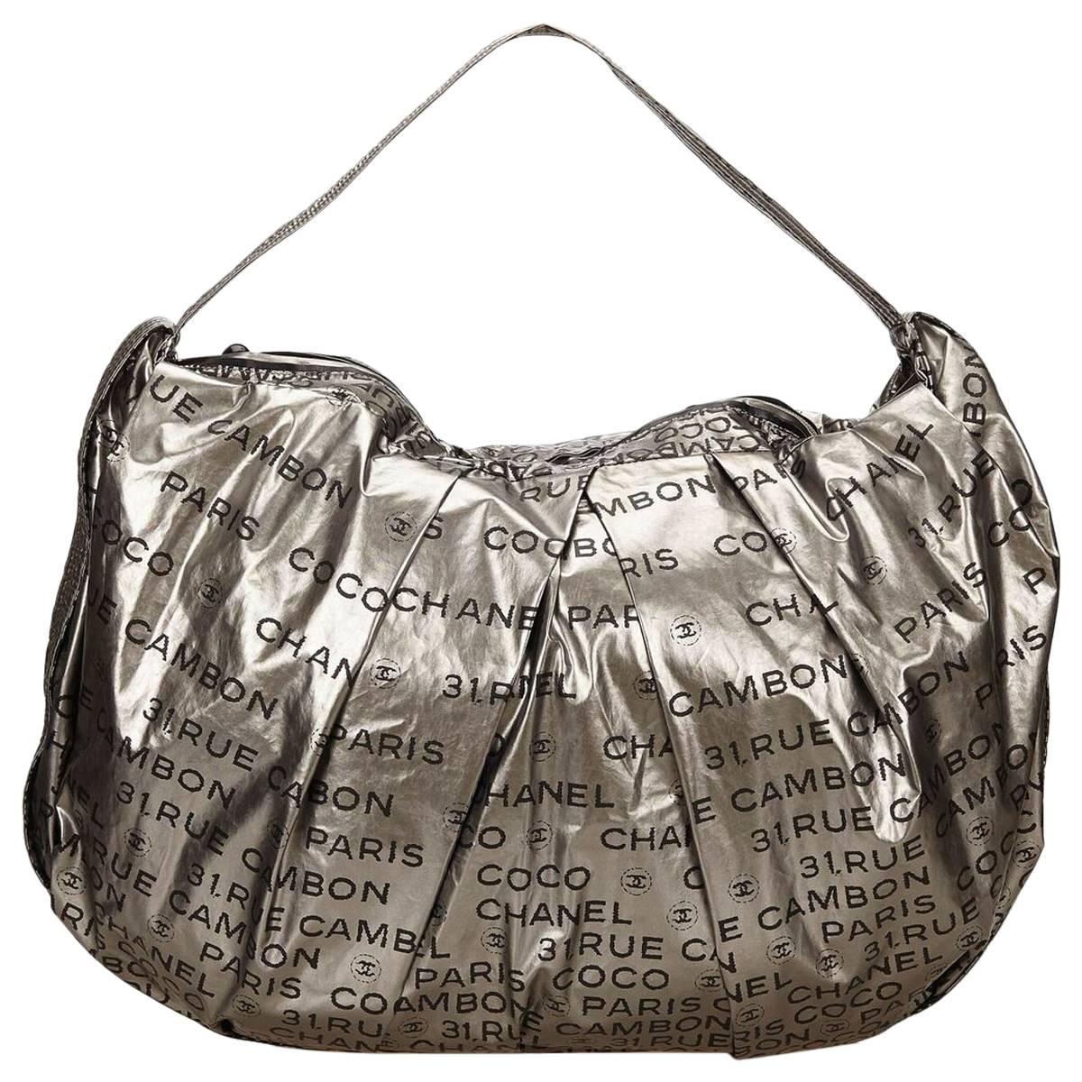 Silver Chanel Unlimited Nylon Shoulder Bag