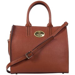 Roberto Cavalli Structured Brown Grainy Calf Leather Tote Bag