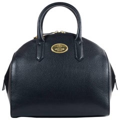 Roberto Cavalli Womens Black Grained Leather Bowler Handbag