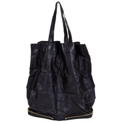 Chloe Black Leather Foldable Purse Tote Bag