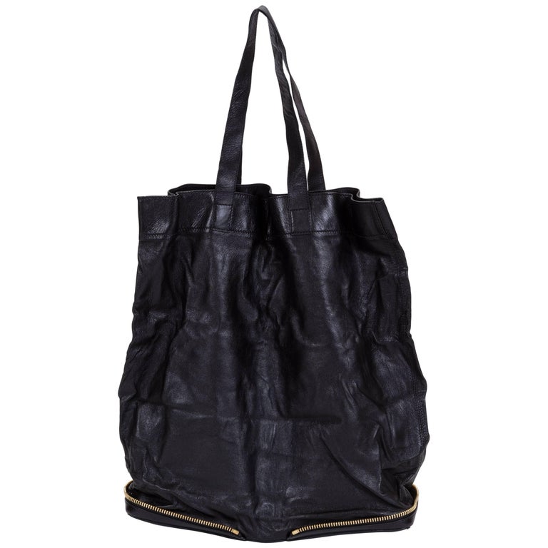 Chloe Black Leather Foldable Purse Tote Bag For Sale at 1stDibs  foldable  leather bag, black leather tote bag, chloe leather tote
