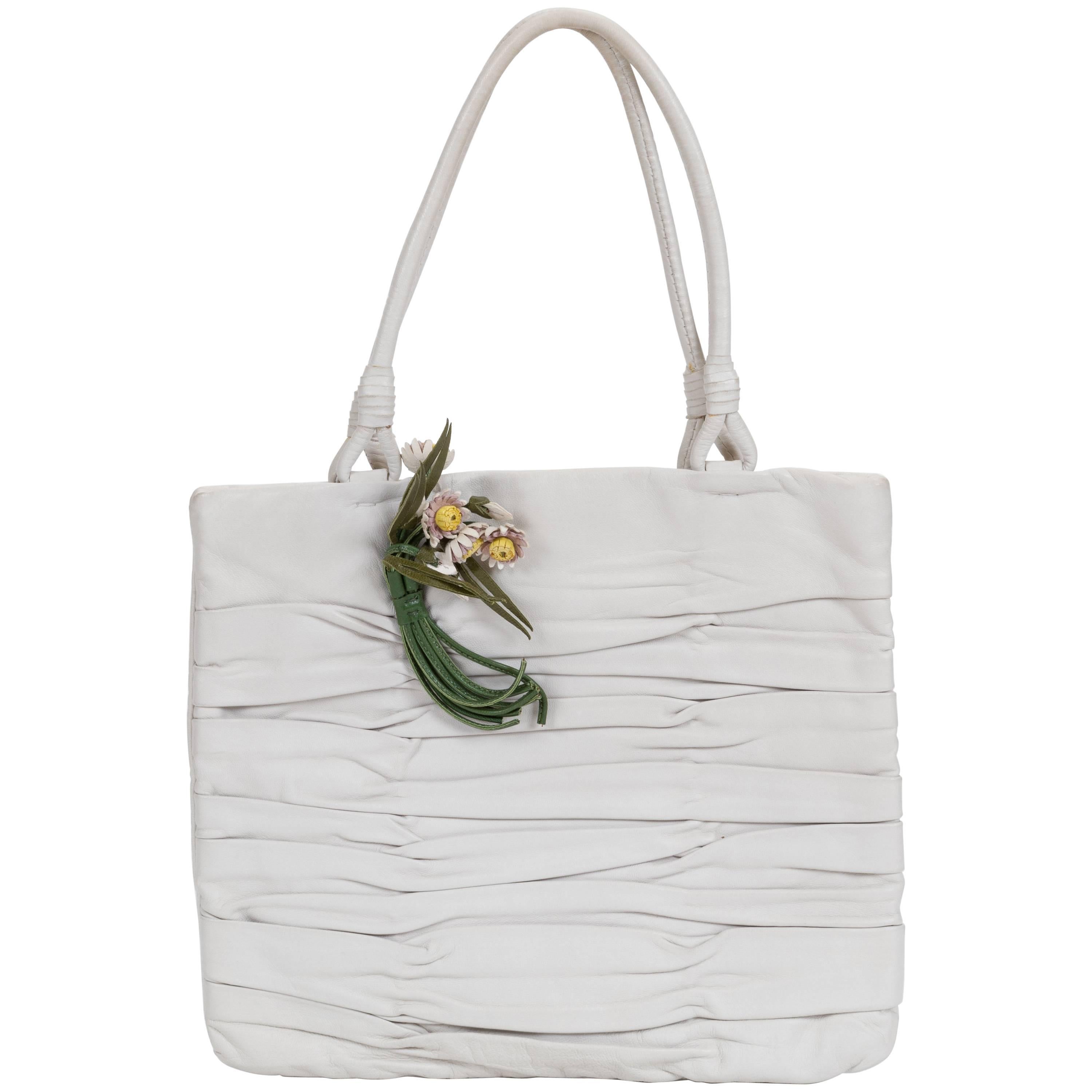 1990's Prada Vintage White Lambskin Handbag