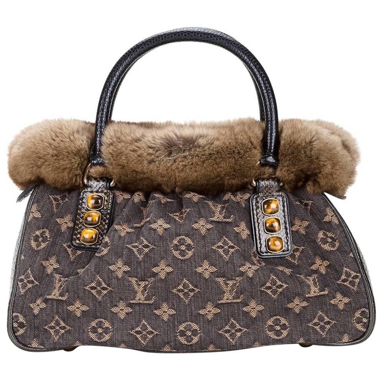 Louis Vuitton Limited Edition Brown Monogram Fur Top Handle Evening