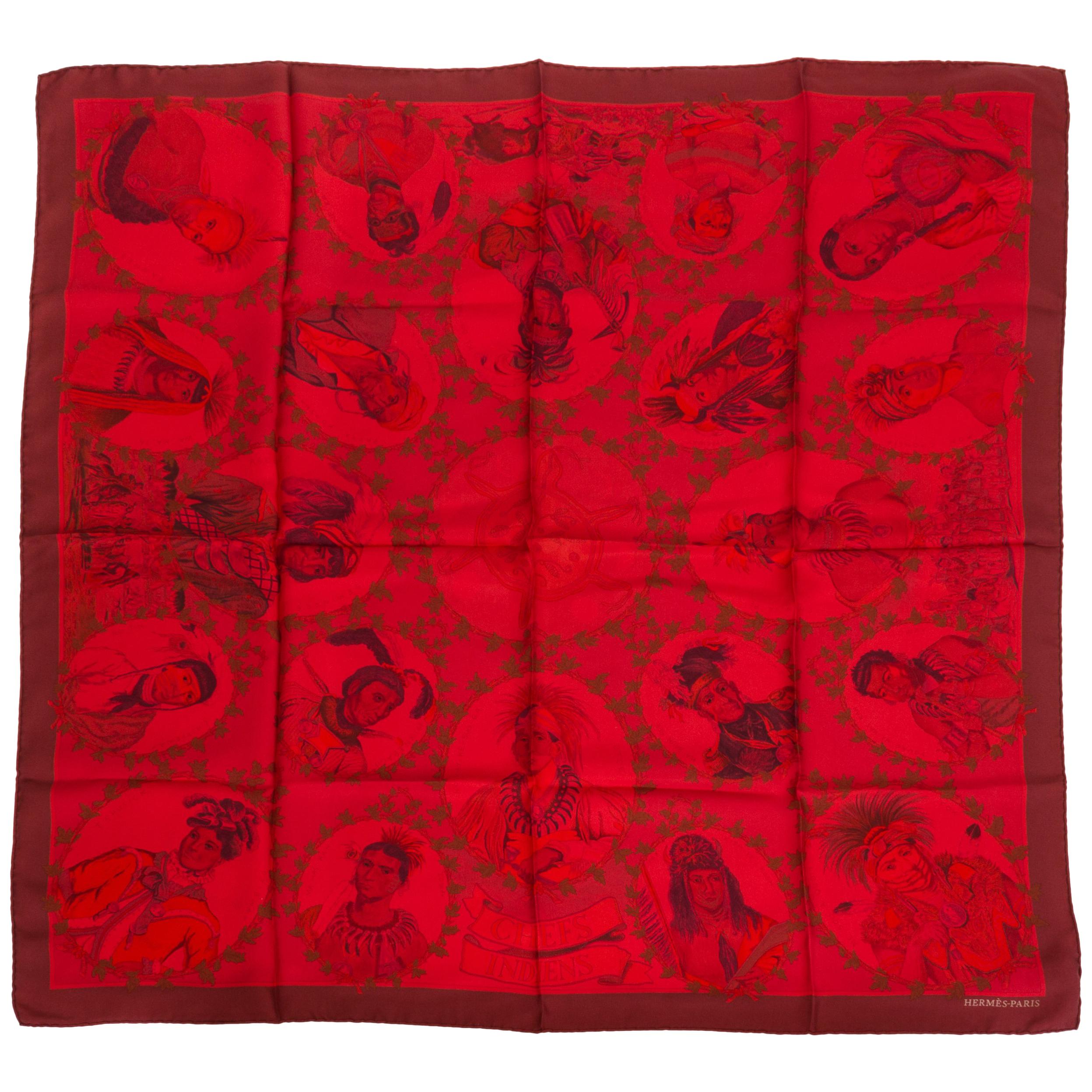 New Hermes 1 of a Kind Dip Dyed Surteint Chefs Indiens Silk Scarf , Box en vente