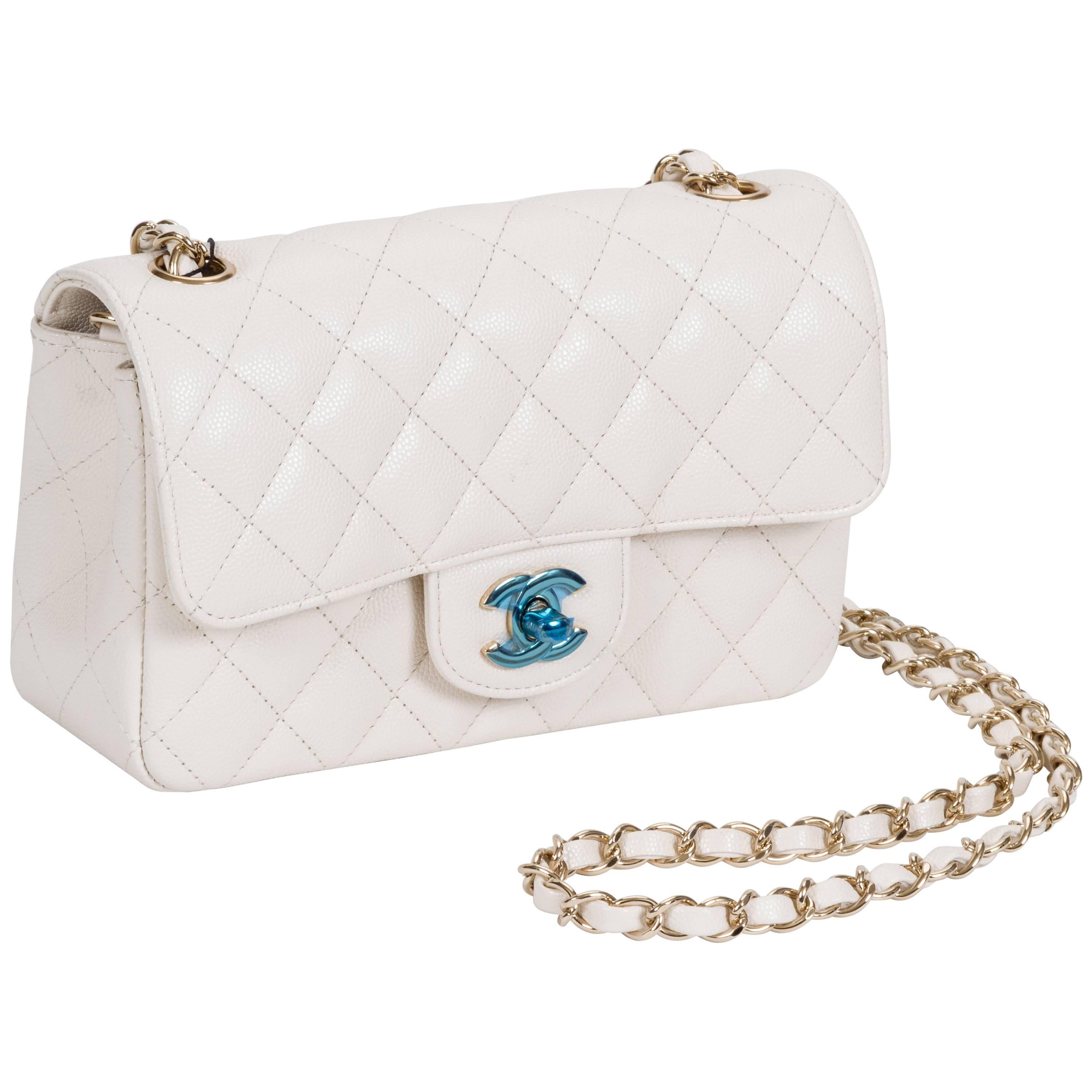 New Chanel White Caviar Mini Crossbody Bag at 1stDibs