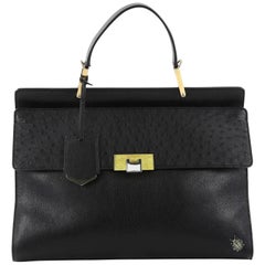 Balenciaga Le Dix Zip Cartable Top Handle Bag Leather and Ostrich Medium
