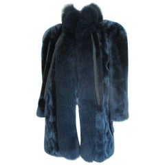 christian dior blue fur coat