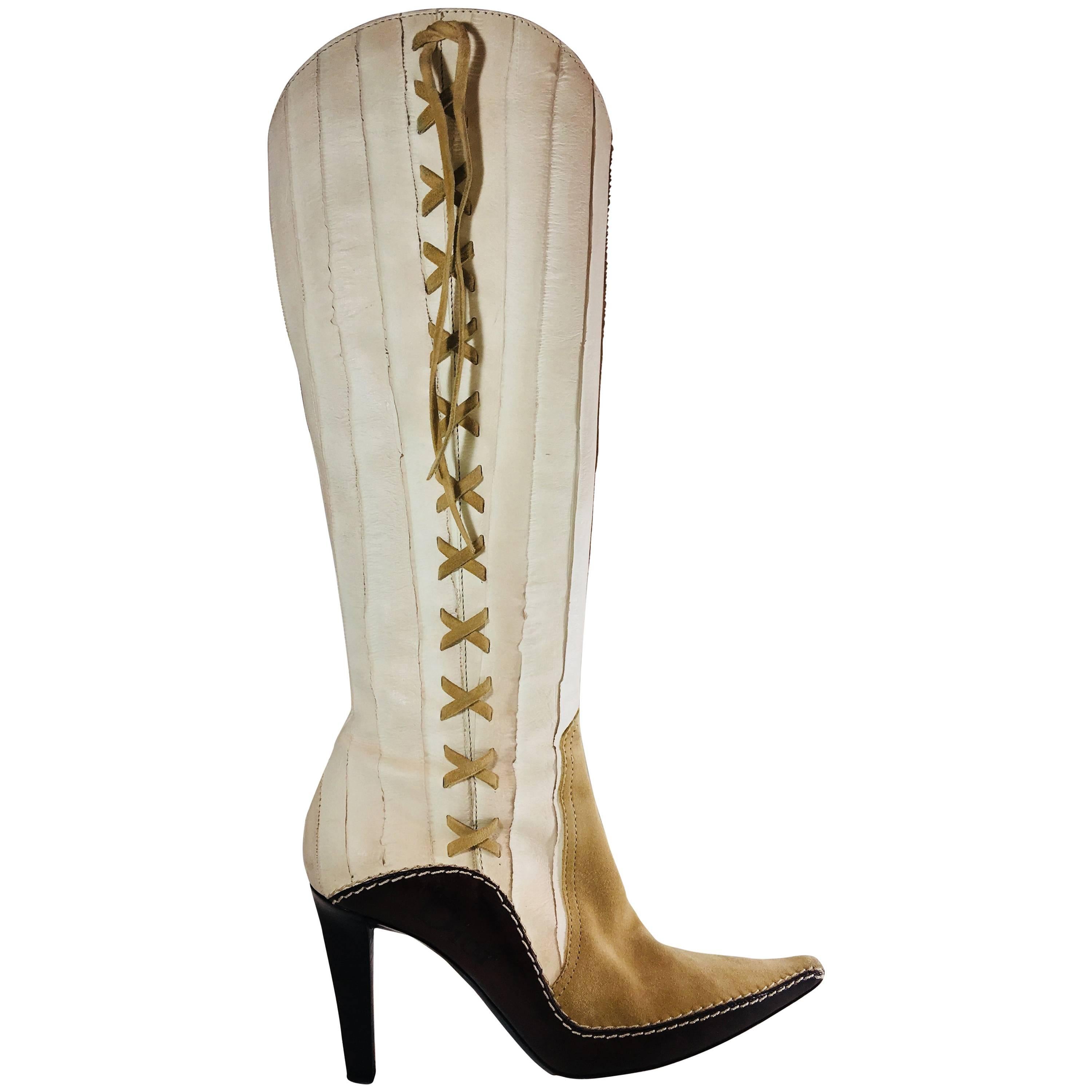 Vintage Christian Dior Knee High Monogram Diorissimo Boots For Sale at  1stDibs