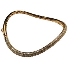 Rose Gold 5 Row Pave Curved Bangle