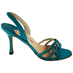 Manolo Turquoise Sling Backs