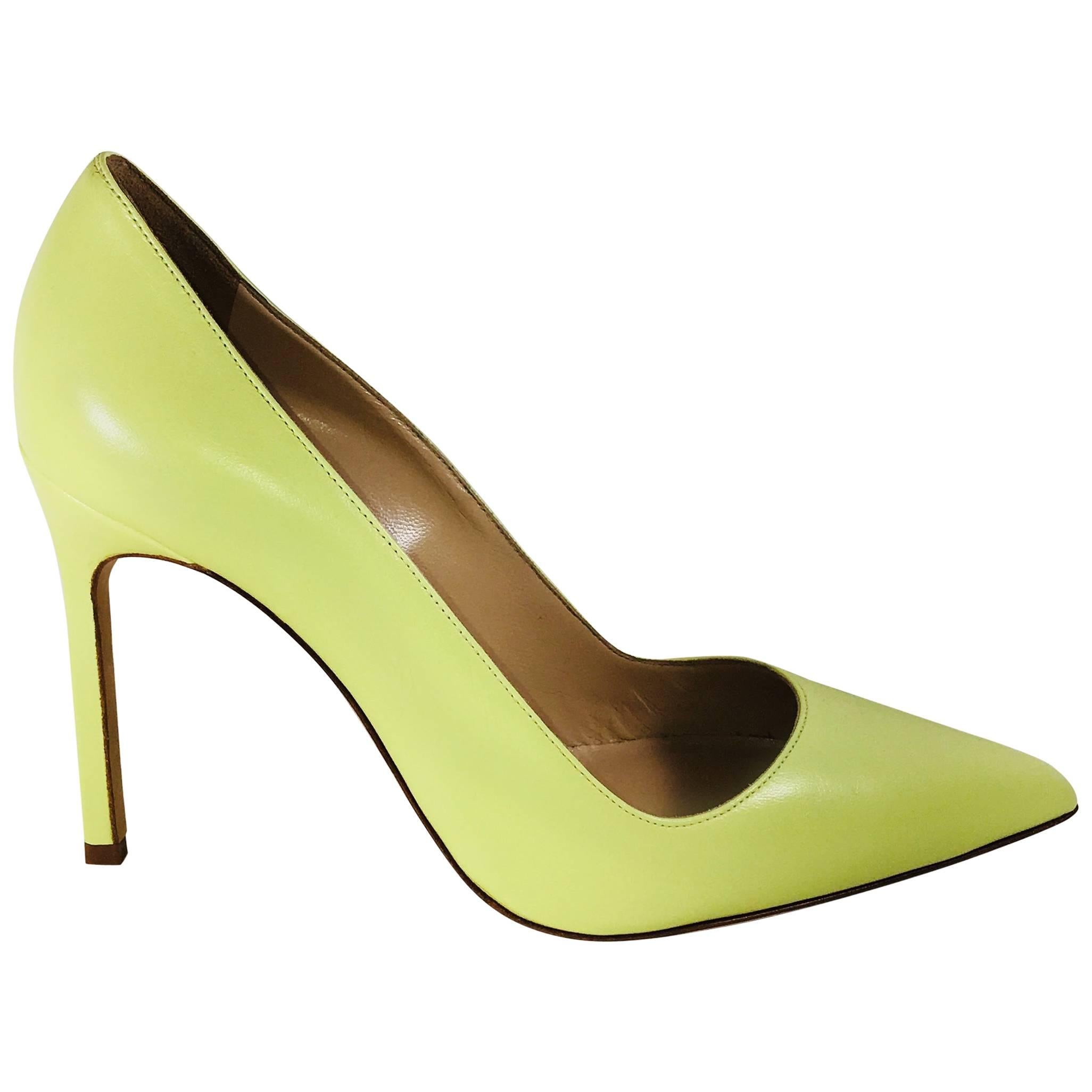 Manolo Pointy Toe Neon Pumps