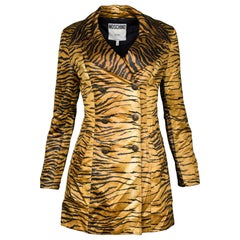Moschino Jeans Tiger Print Satin Trench Coat sz US 8