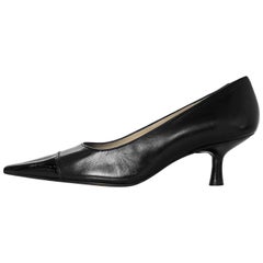 Chanel Black Leather Pointed Toe Kitten Heels sz 38