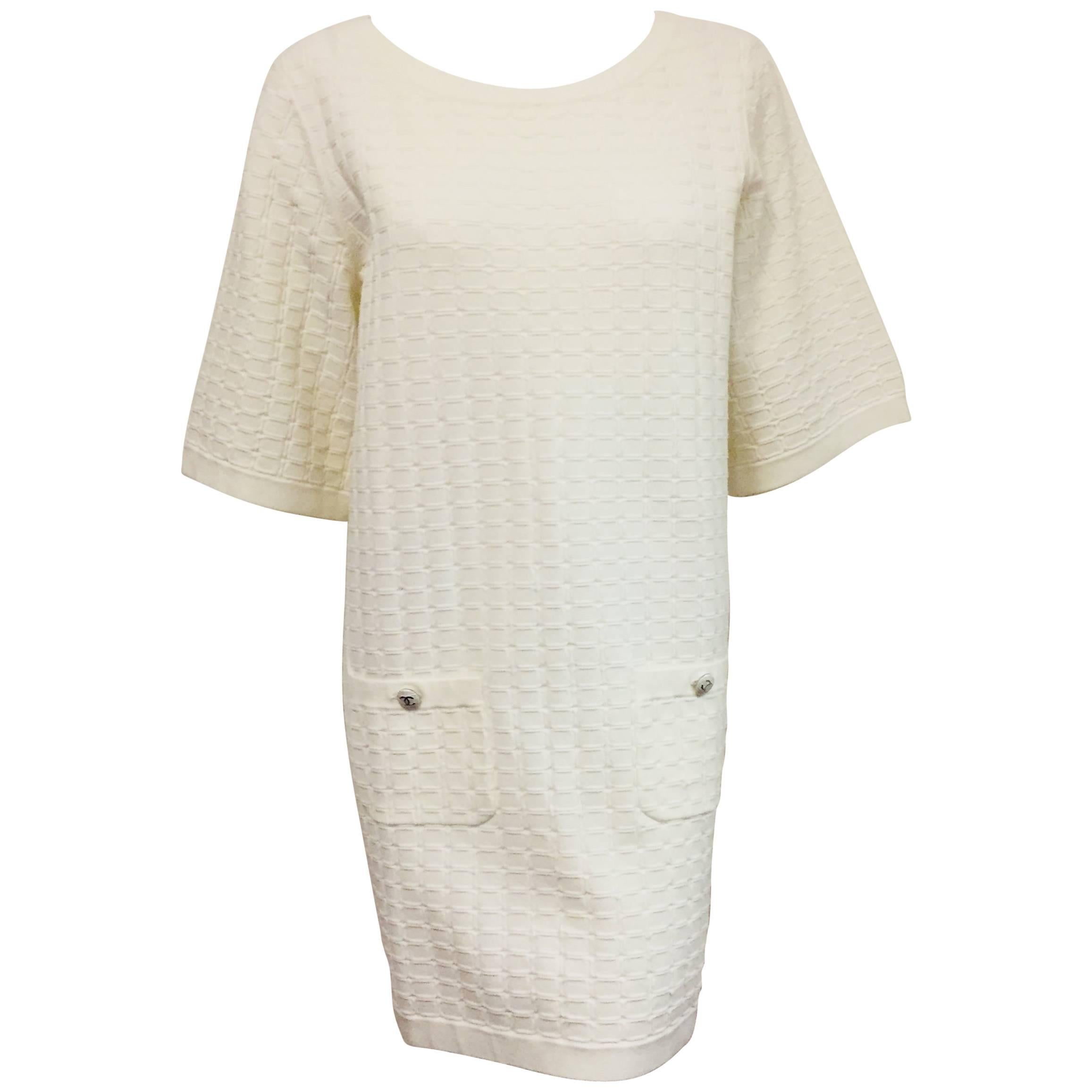 Chanel Cruise Collection White Cotton Blend Dress