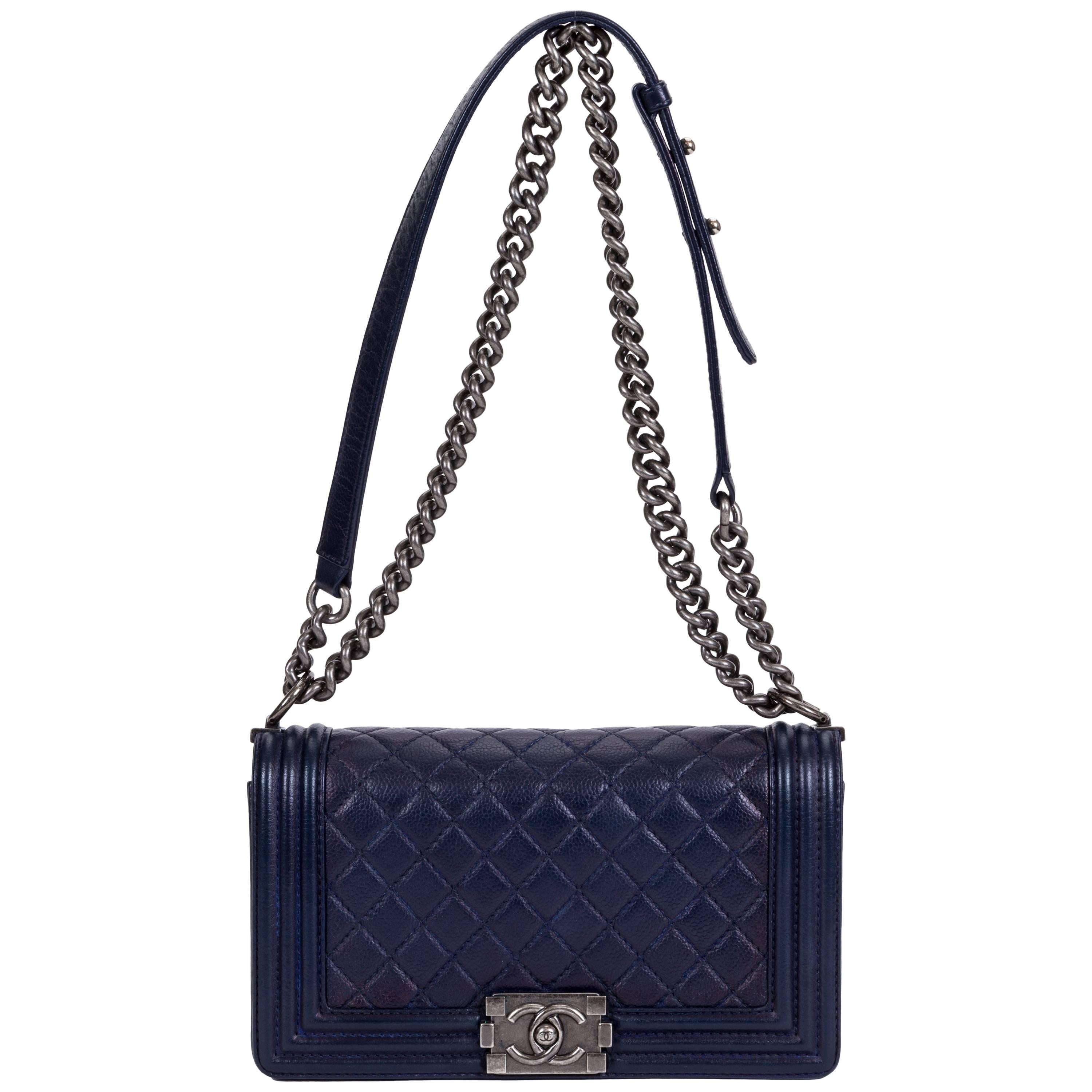 Chanel Medium Caviar Navy Boy Bag