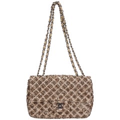 Chanel Beige & Gold Sequins Flap Bag