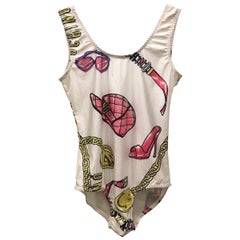 Vintage Moschino Accessory / Logo Print Body Suit / Bathing Suit