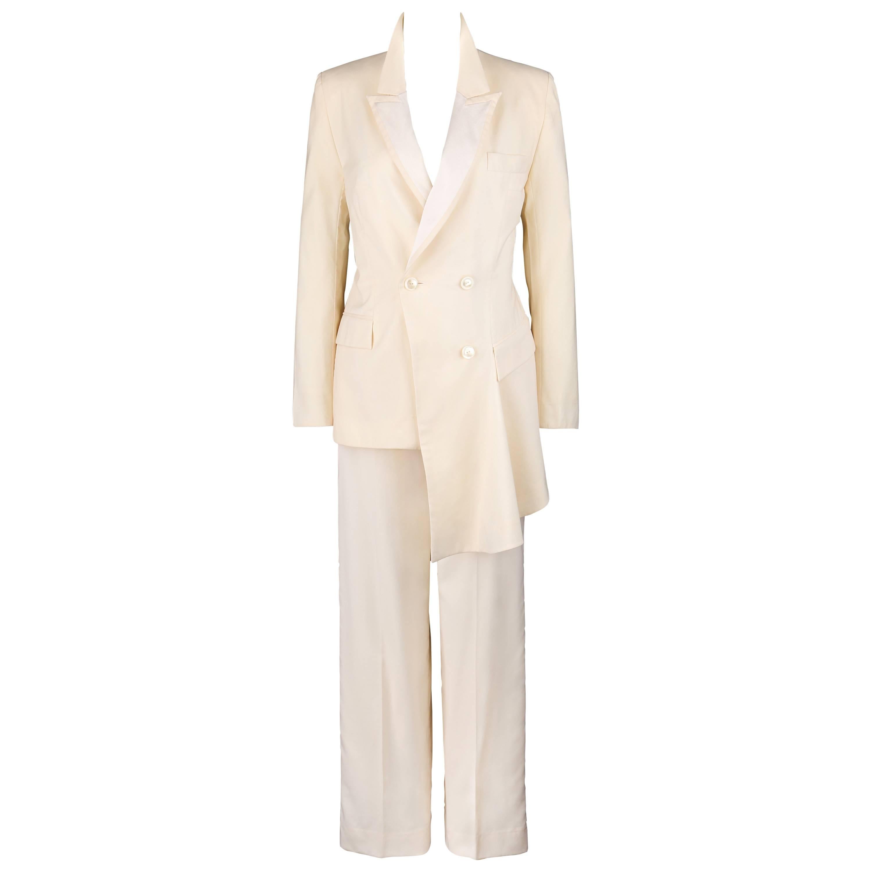 GIVENCHY Couture S/S 1999 ALEXANDER McQUEEN 2 Piece Tuxedo Jacket Pant Suit Set