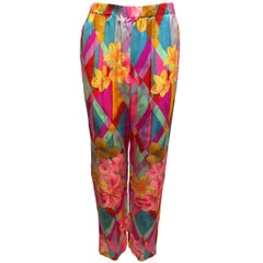 1990s Bright and Happy Silk Pants