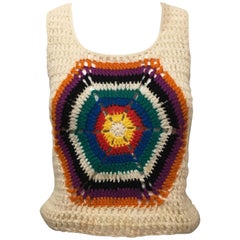 Retro 1970s Miss Erica Inc. Knit Tank with Center Piece