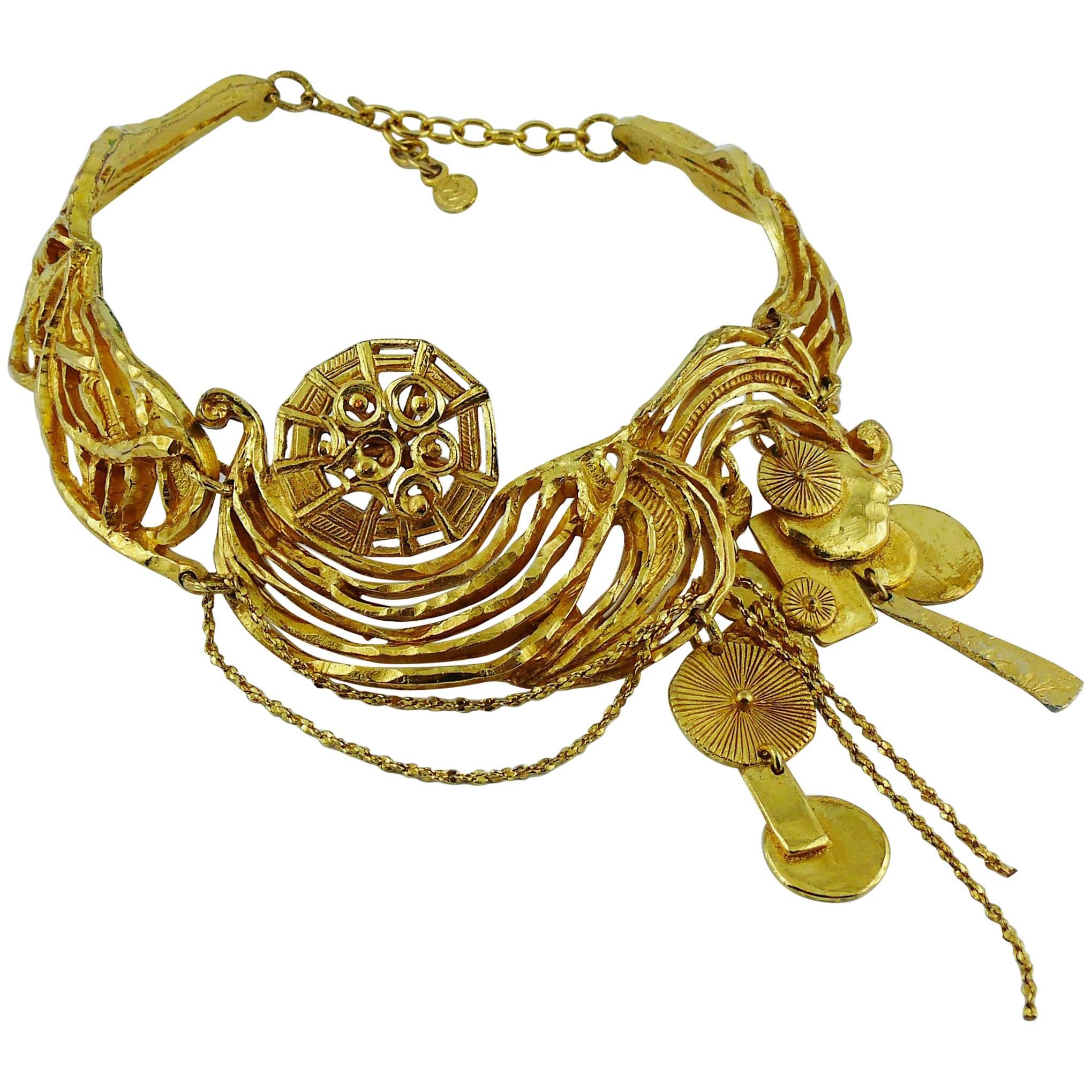 Christian Lacroix Vintage Gold Toned Collar Necklace