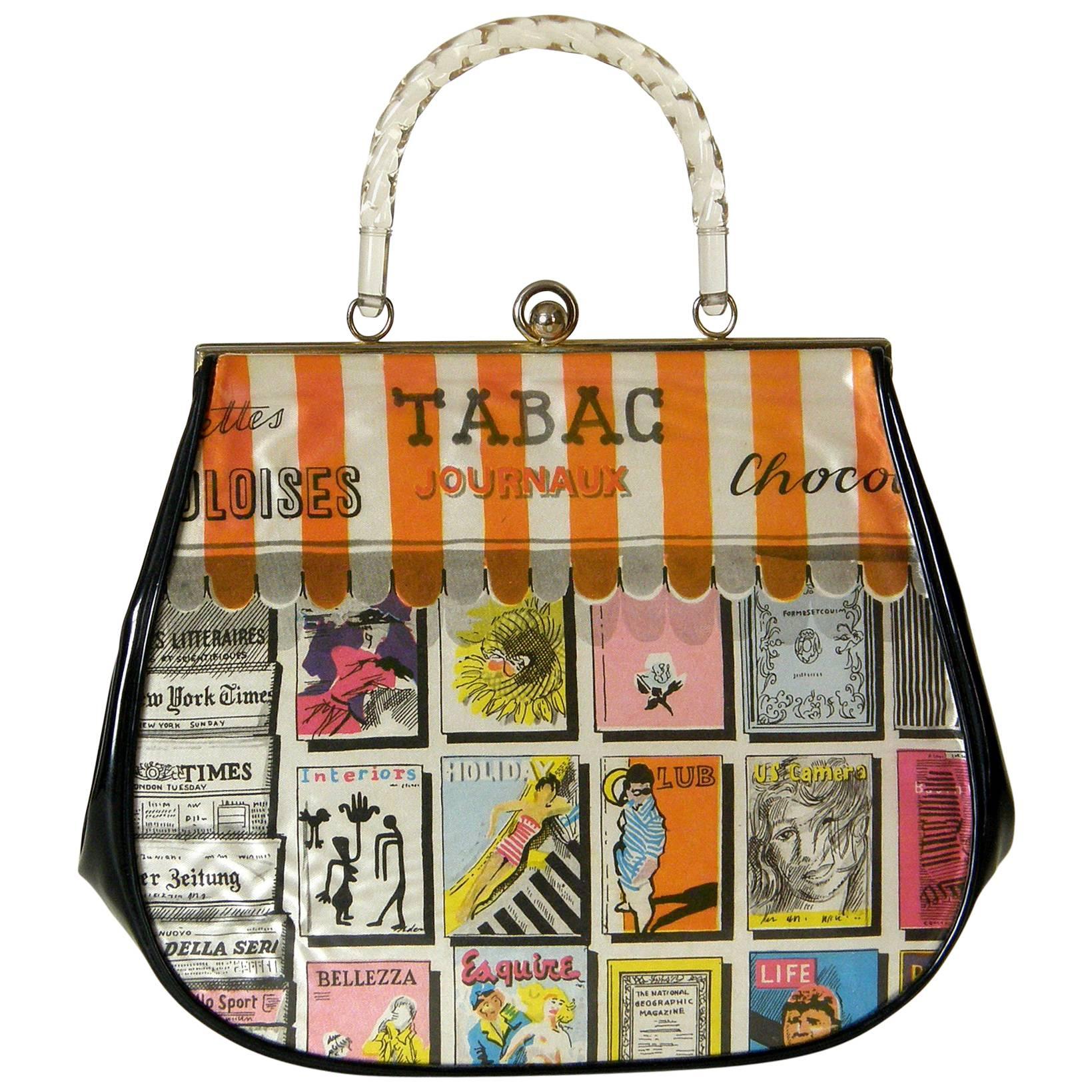 Garay Novelty Handbag with Newsstand Print Fabric 