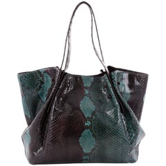 Nancy Gonzalez Pleated Tote Python with Crocodile Large