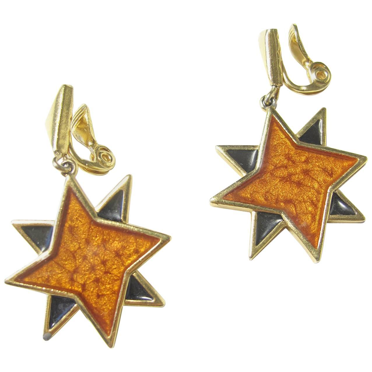 Yves Saint Laurent Star Earrings, 1980s 