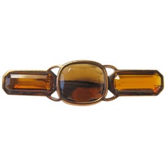 Vintage Yves Saint Laurent Copper and Glass Brooch, 1980s 