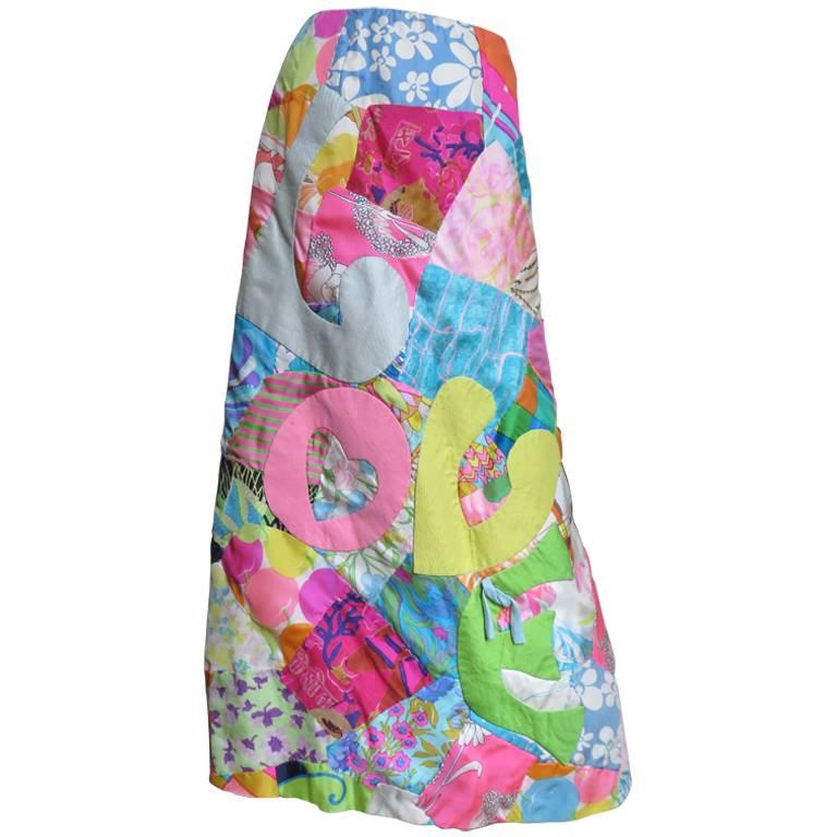 1960s LOVE Applique Patchwork Maxi