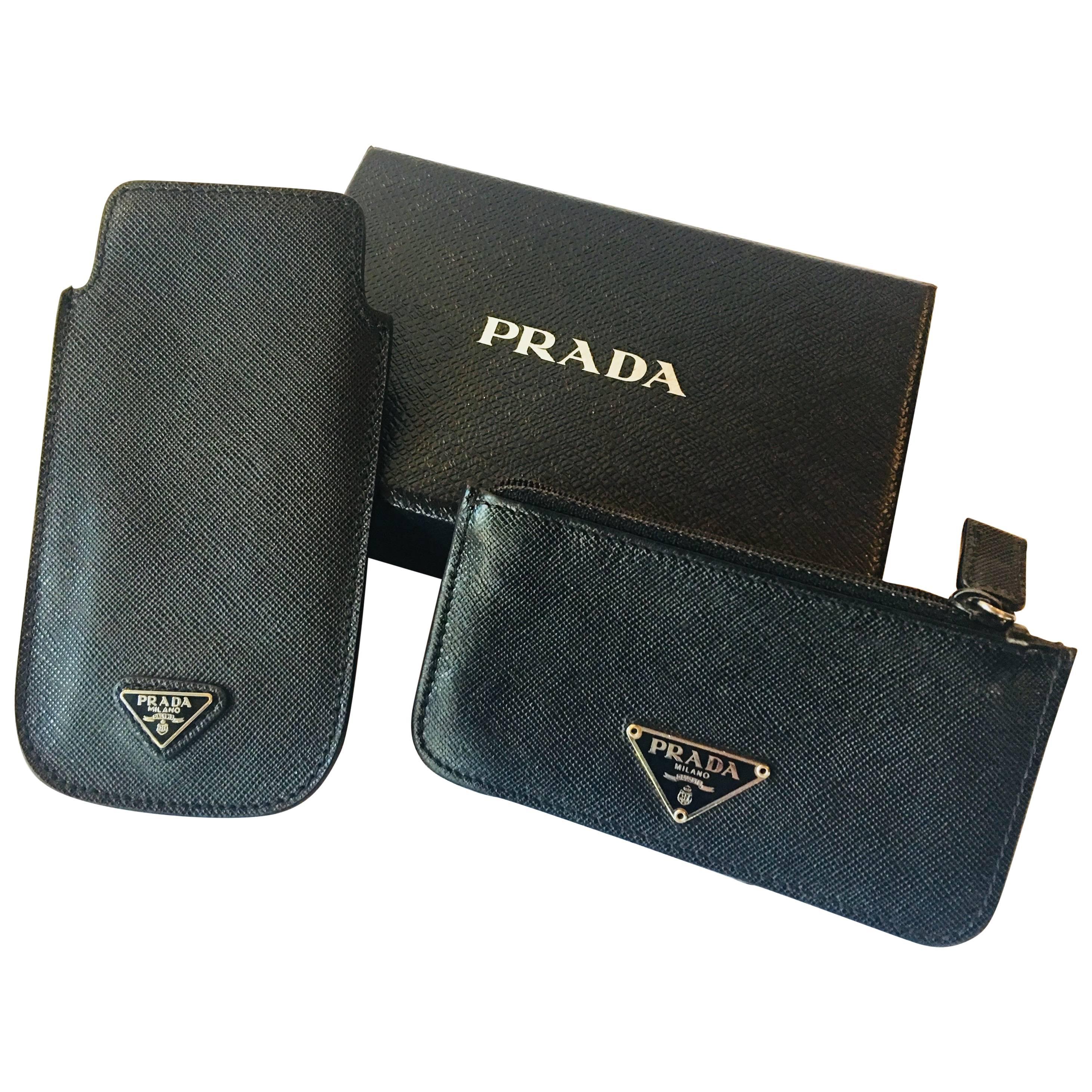 Prada 2 Piece Phone and Coin Wallet Set