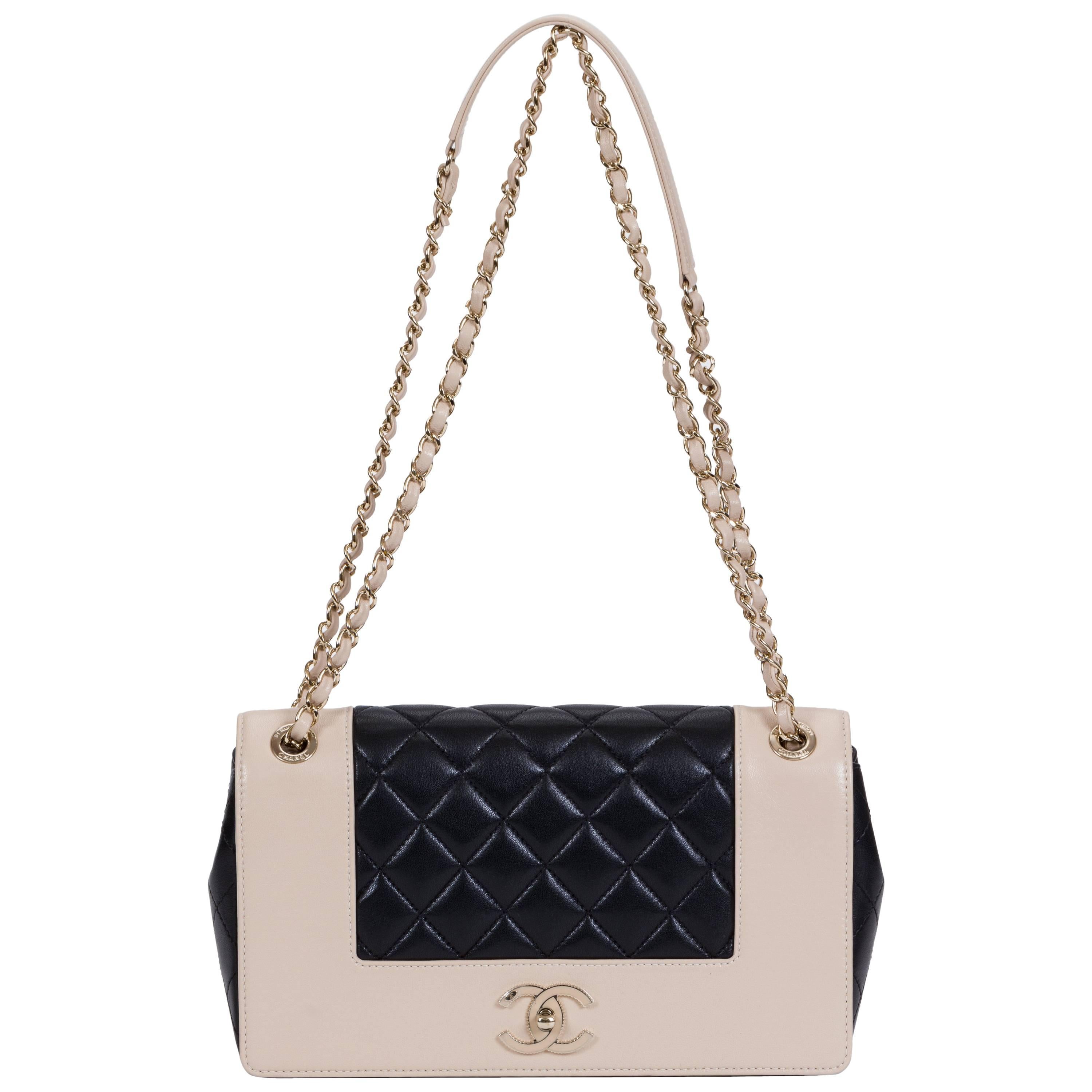 New Chanel Two Tone Classic Flap Bag