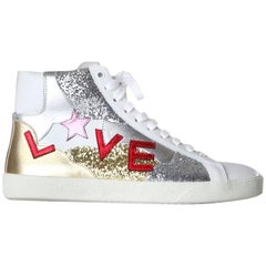 Saint Laurent Glitter, Stars, and LOVE Hi Top Sneakers