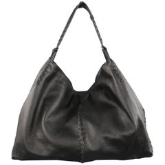 BOTTEGA VENETA Handbag Black Deer Skin Leather Intrecciato Hobo Bag Retail $2050