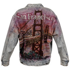 Tony Alamo Veste en jean vintage San Francisco peinte à la main et cloutée