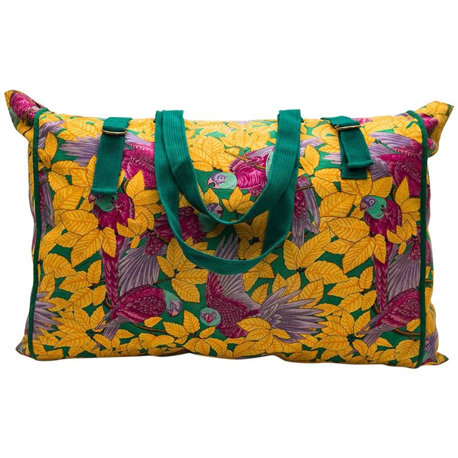 HERMES Beach Bag in Multicolored Flower Printed Cotton