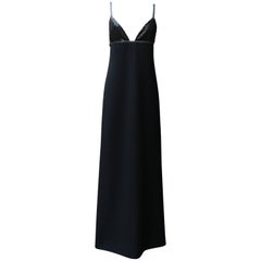 Vintage Courrèges long black sequined evening dress, 1970s 