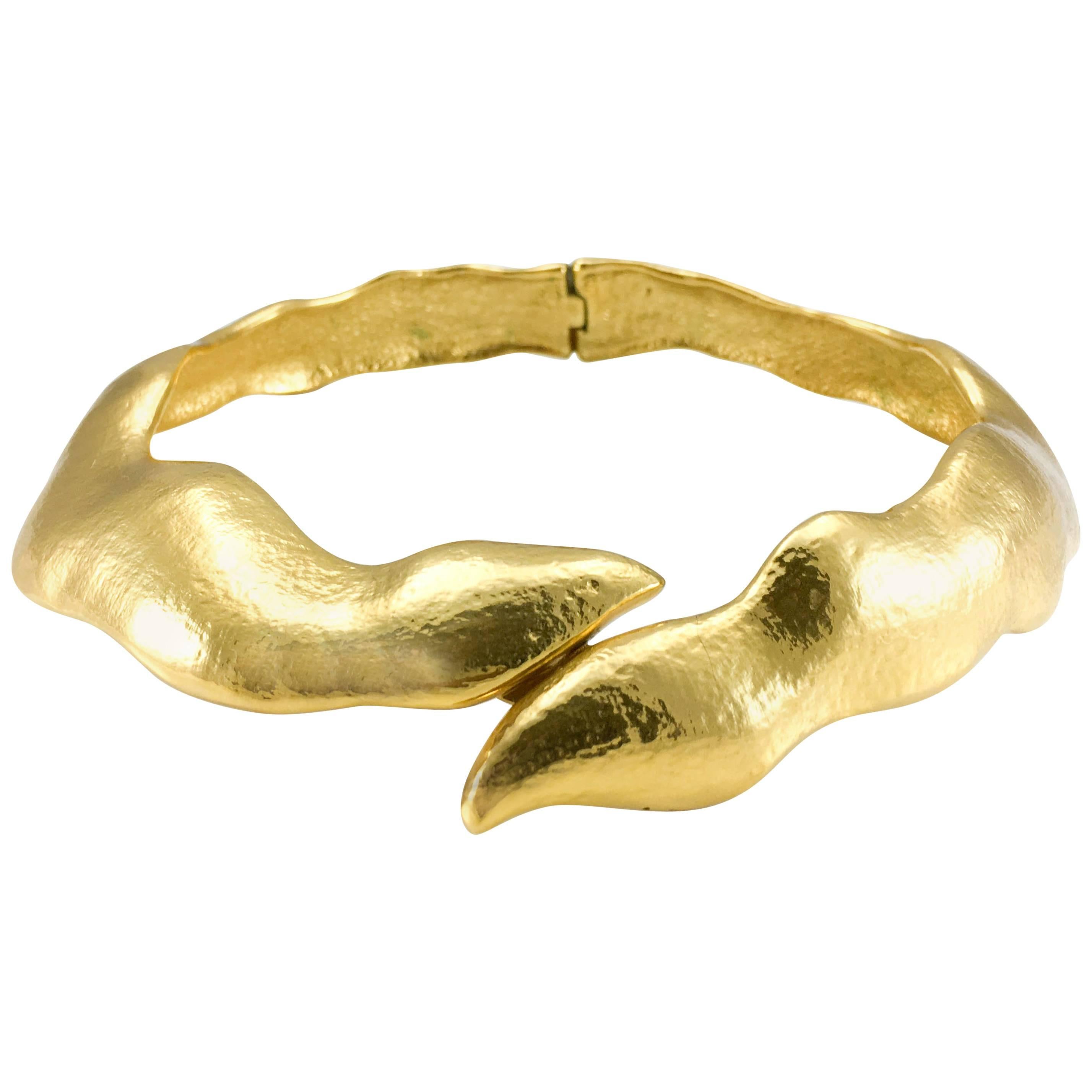 1992 Yves Saint Laurent Runway Look Gold-Plated Snake Necklace For Sale