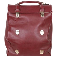 PINEIDER Burgundy Leather TRI BAG Multilevel Closure TRAVEL BAG