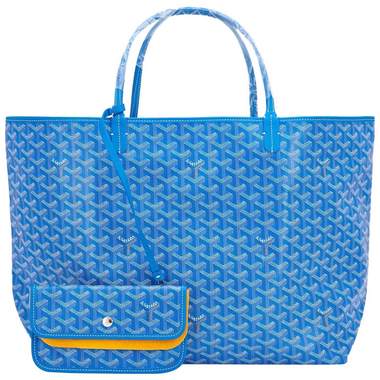 Goyard Blue Claire St Louis GM Chevron Tote Bag Celeb Favorite For Sale ...