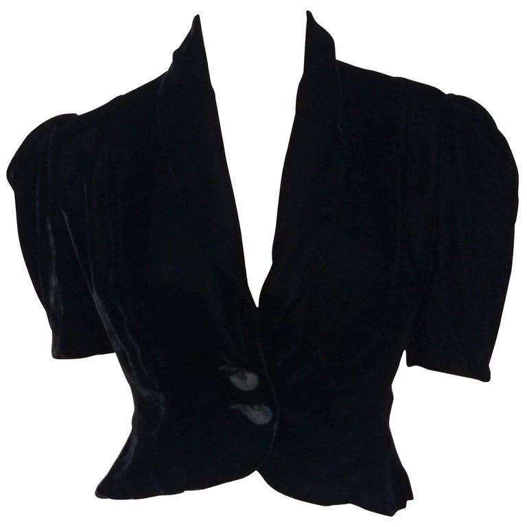 Black Velvet Puff Sleeve Jacket, 1940s For Sale at 1stDibs puff