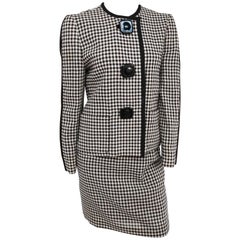 Vintage Black and White Gingham Mod Skirt Suit, 1960s 