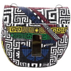 Versace #Greek Convertible Shoulder Bag Quilted Printed Leather Small