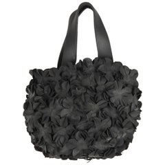 COMME DES GARCONS Black Rubber FLOWERS Applique TOTE BAG