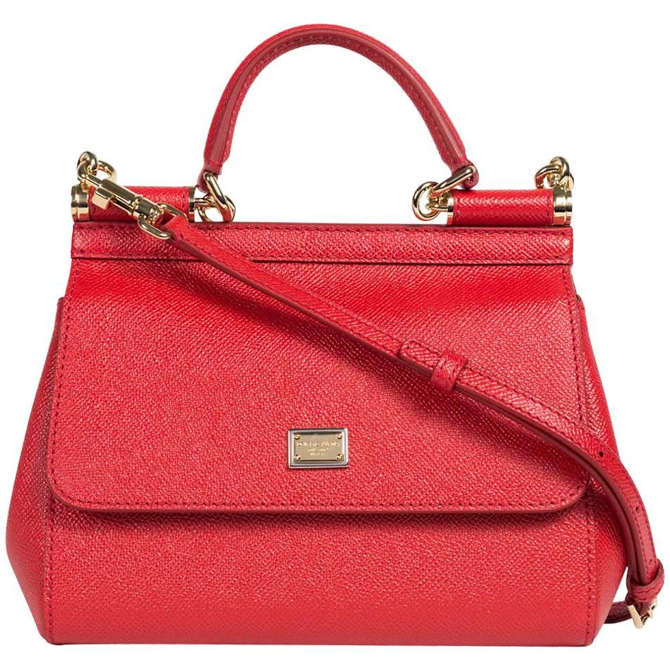 Dolce&Gabbana Women's Red Leather Mini Miss Sicily Shoulder Bag