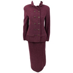 Chanel Burgundy Wool Bouclé Skirt Suit, 1998 